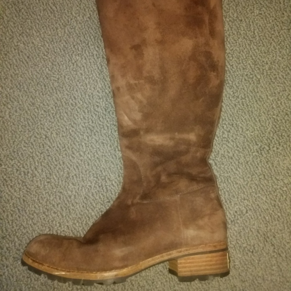 UGG brushed leather and sheepskin tall boots
